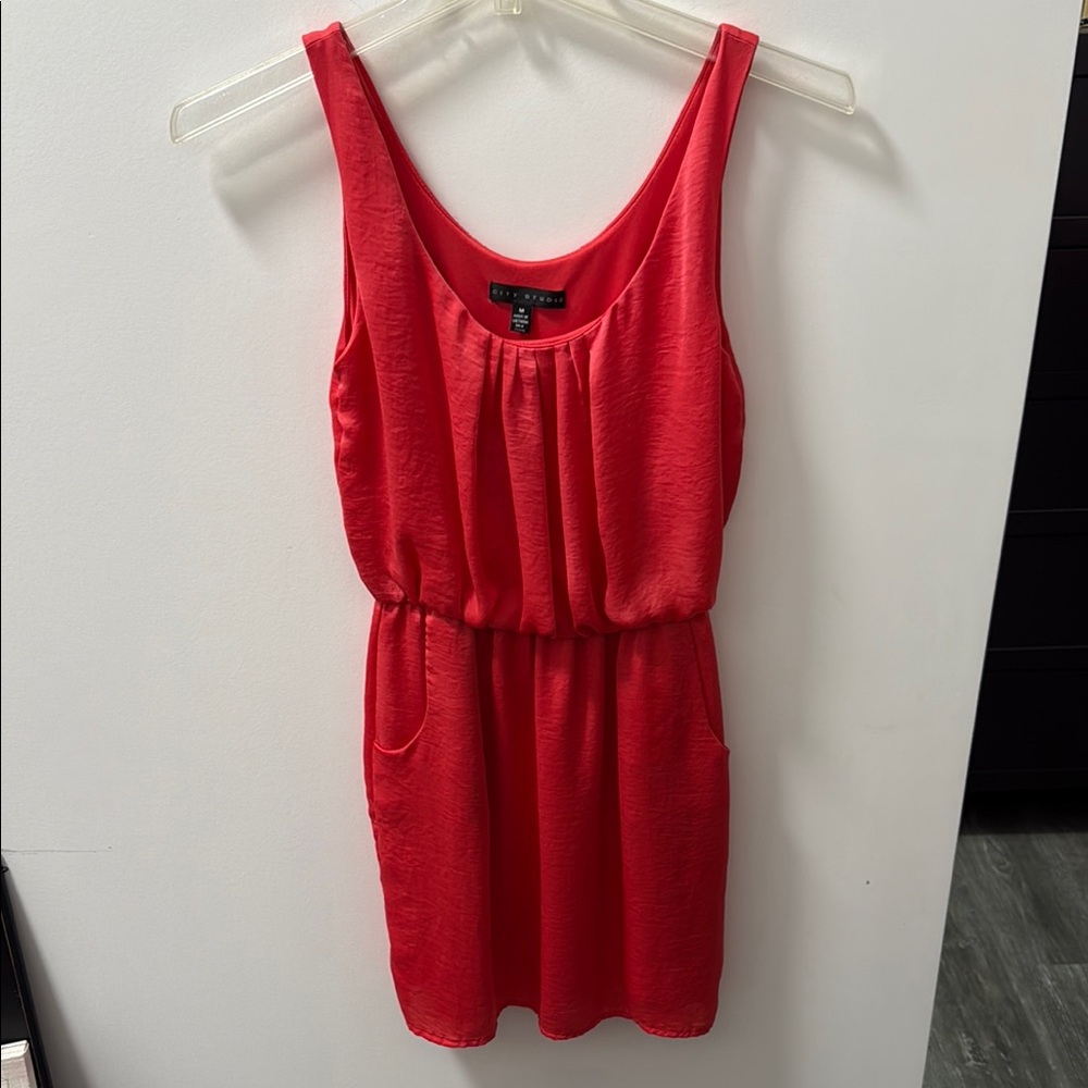 City Studio Red Maxi Dress with Pockets
